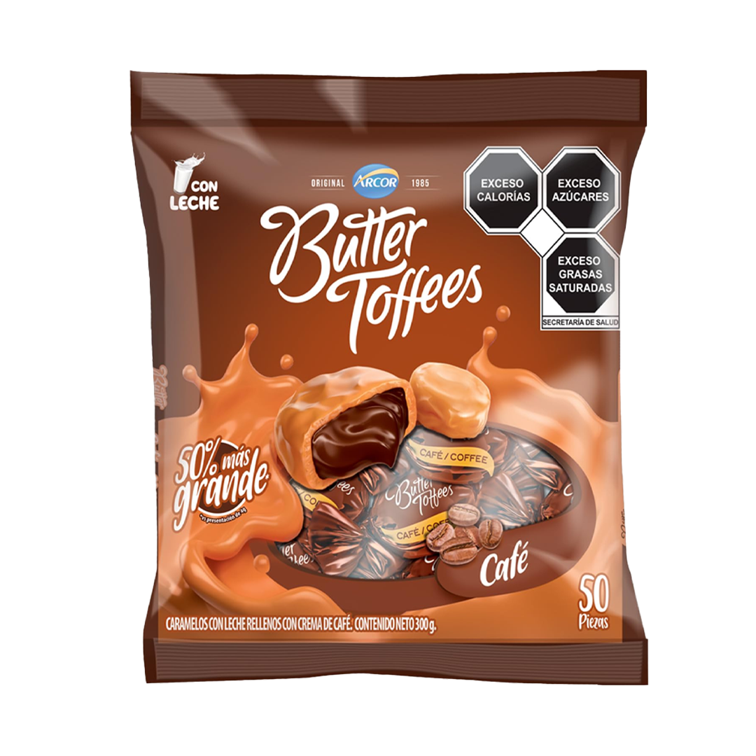 ARCOR BUTTER TOFFEES CAFÉ 1/300Grs (Caja:16Pza)