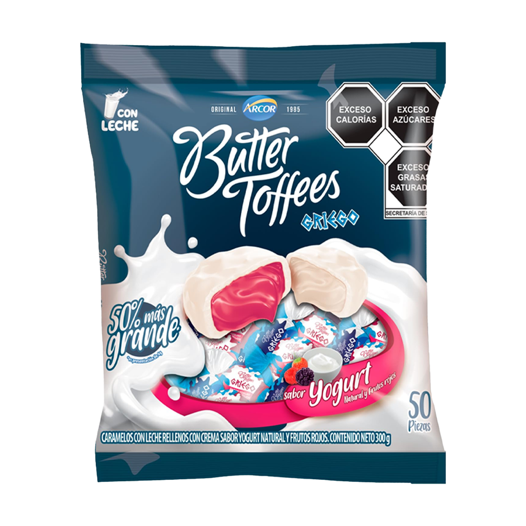 ARCOR BUTTER TOFFEES YOGURT 1/300Grs (Caja:16Pza)