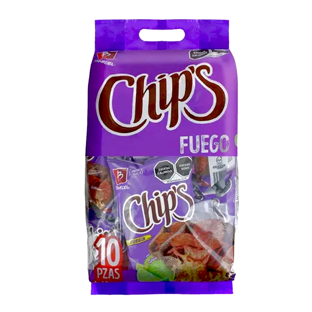BARCEL CHIPS TENPACK FUEGO 1/10pz (Caja:4dsp)