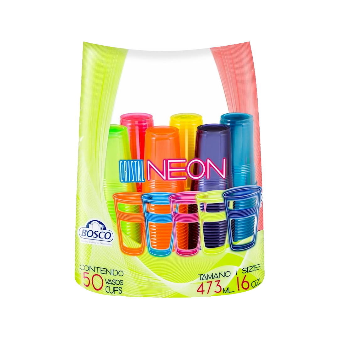 BOSCO VASO CRISTAL NEÓN 1/50pzs (Caja:20dsp)