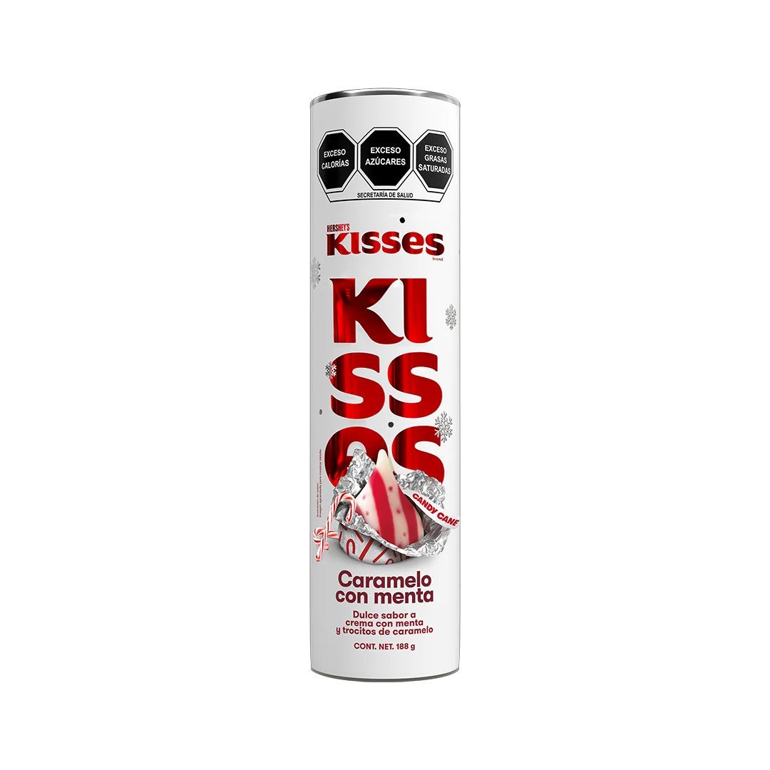 HSY KISSES TUBO CANDY CANE 1/188g (Caja:12pzs)
