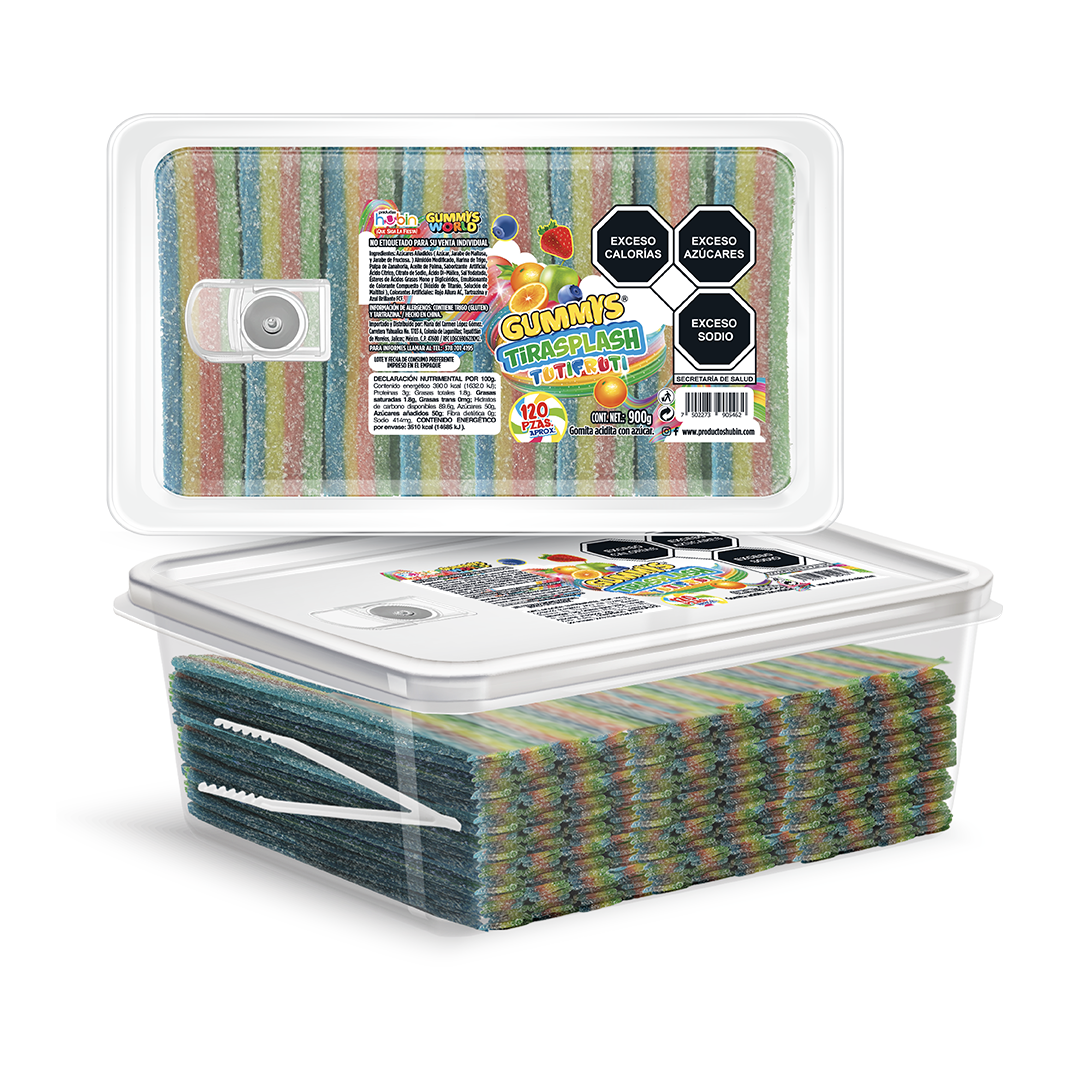 HUBIN GUM TIRAS SPLASH TUTY 1/900gr (Caja:12pzs)