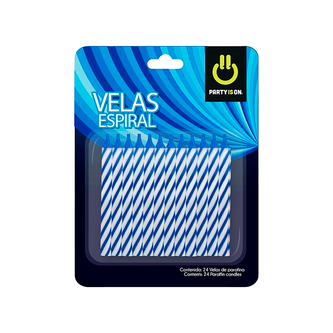 SELECTAS VELA ESPIRAL AZUL 1/24pz (Caja:24dsp)