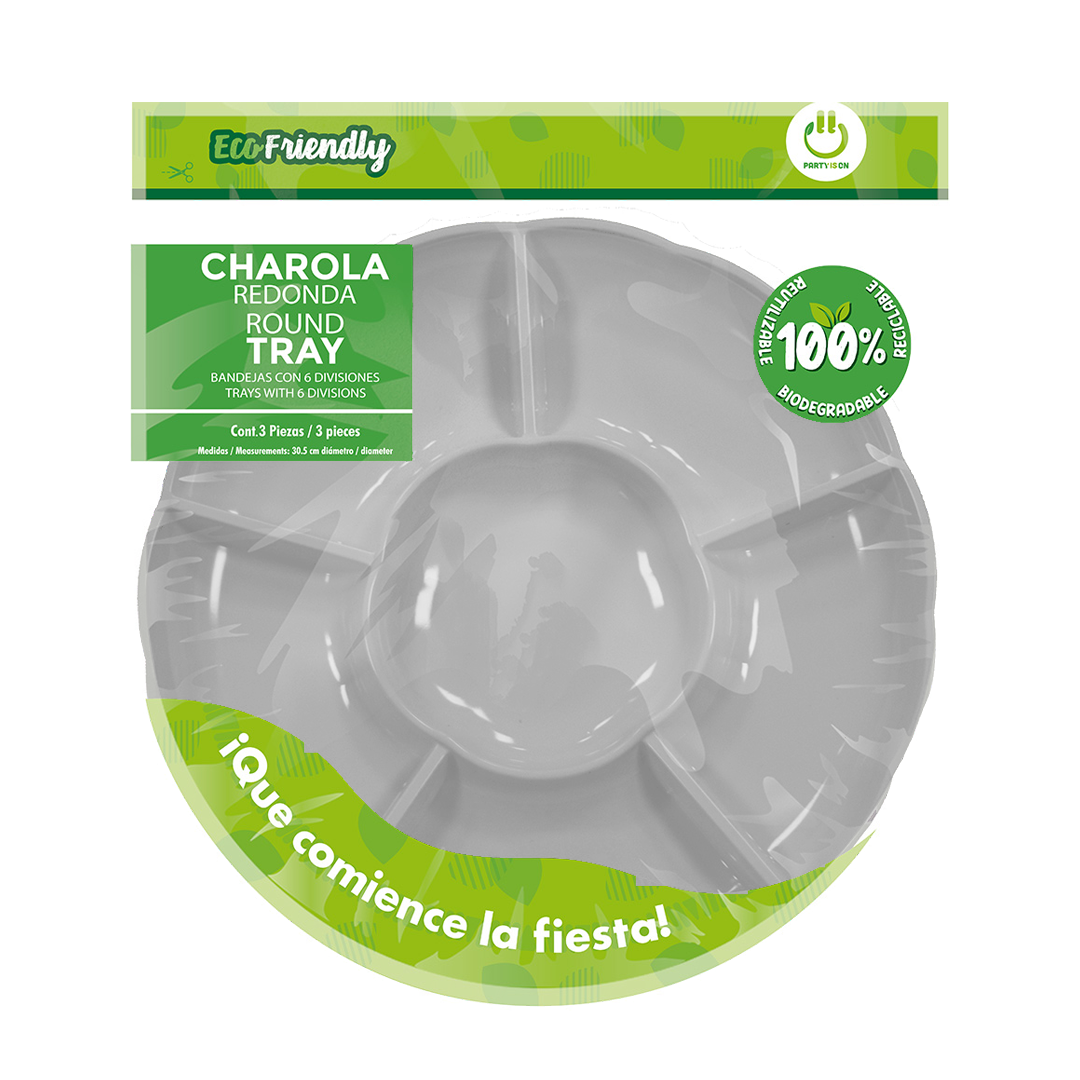 PRTY'S ON CHAROLA REDONDA CRISTAL 1/3pz (Caja:6pqt)