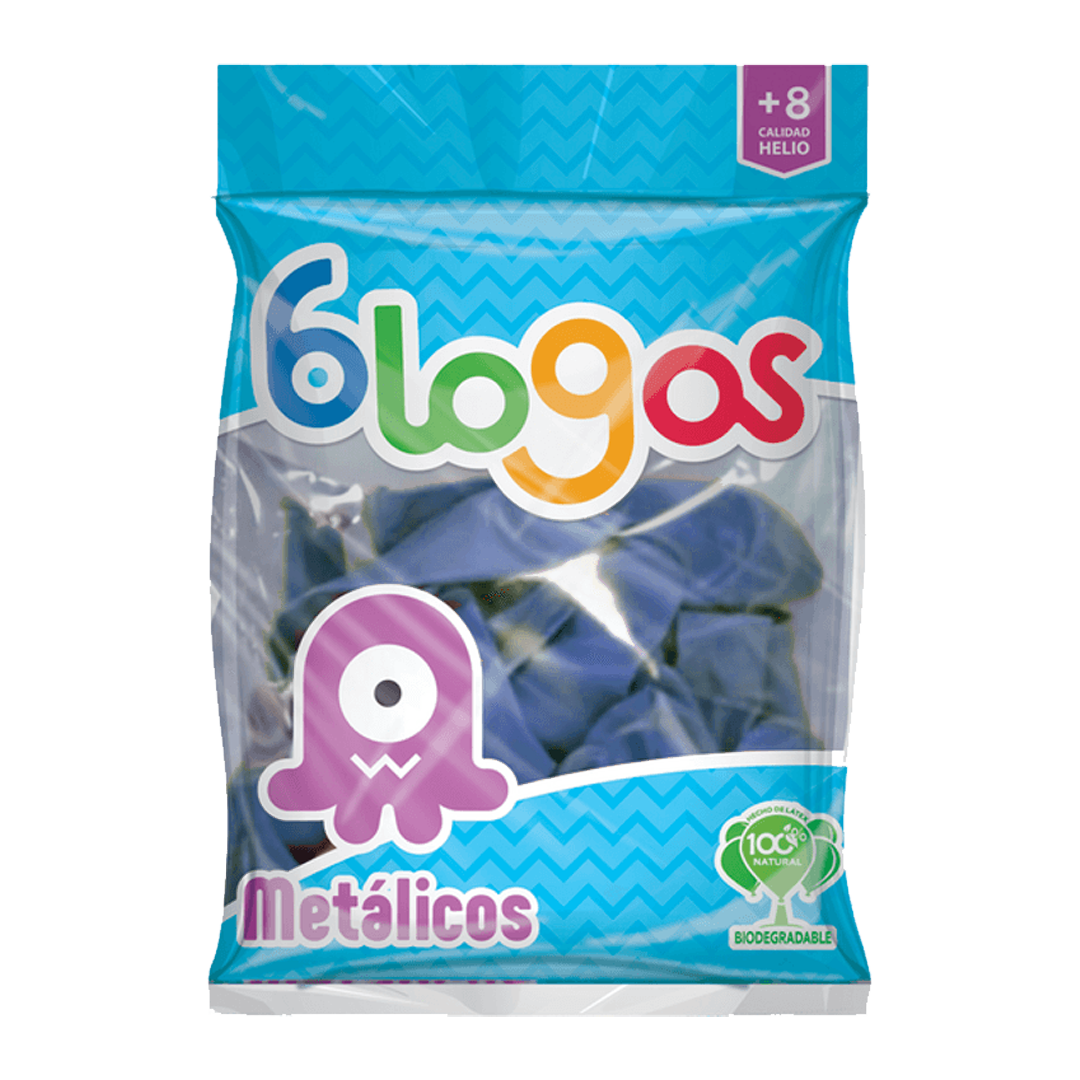 BLOGOS GLOBO METALICO AZUL #9 1/50pz (Caja:10dsp)