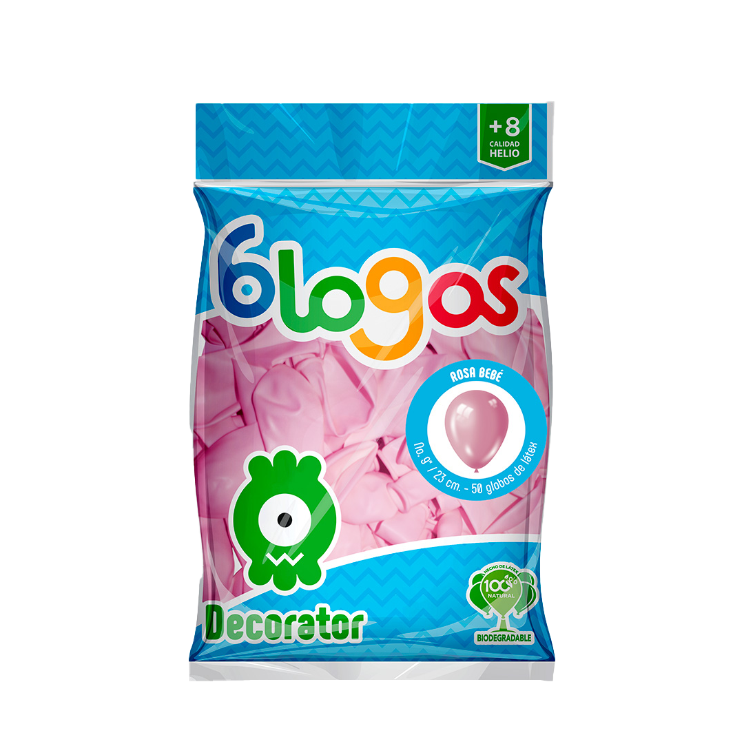 BLOGOS GLOBO ROSA BEBE #9 1/50pz (Caja:10dsp)