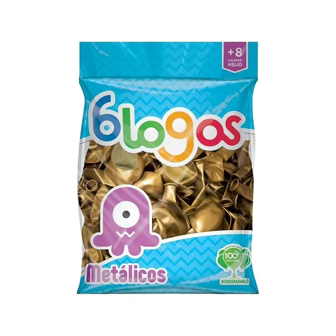 BLOGOS GLOBO MET DORADO#9 1/50pz (Caja:10dsp)