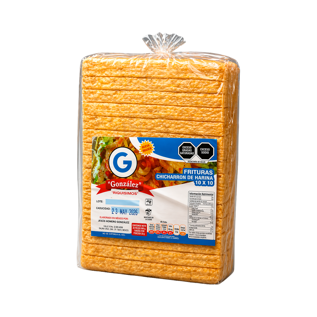 CHICHARRON 10X10 1/20 PZAS
