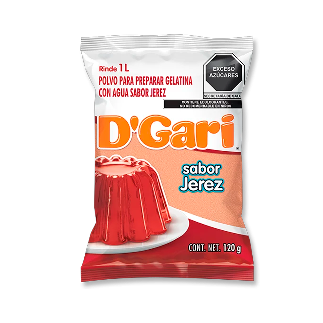 D'GARI GEL AGUA JEREZ 1/120gr (Caja:50pz)