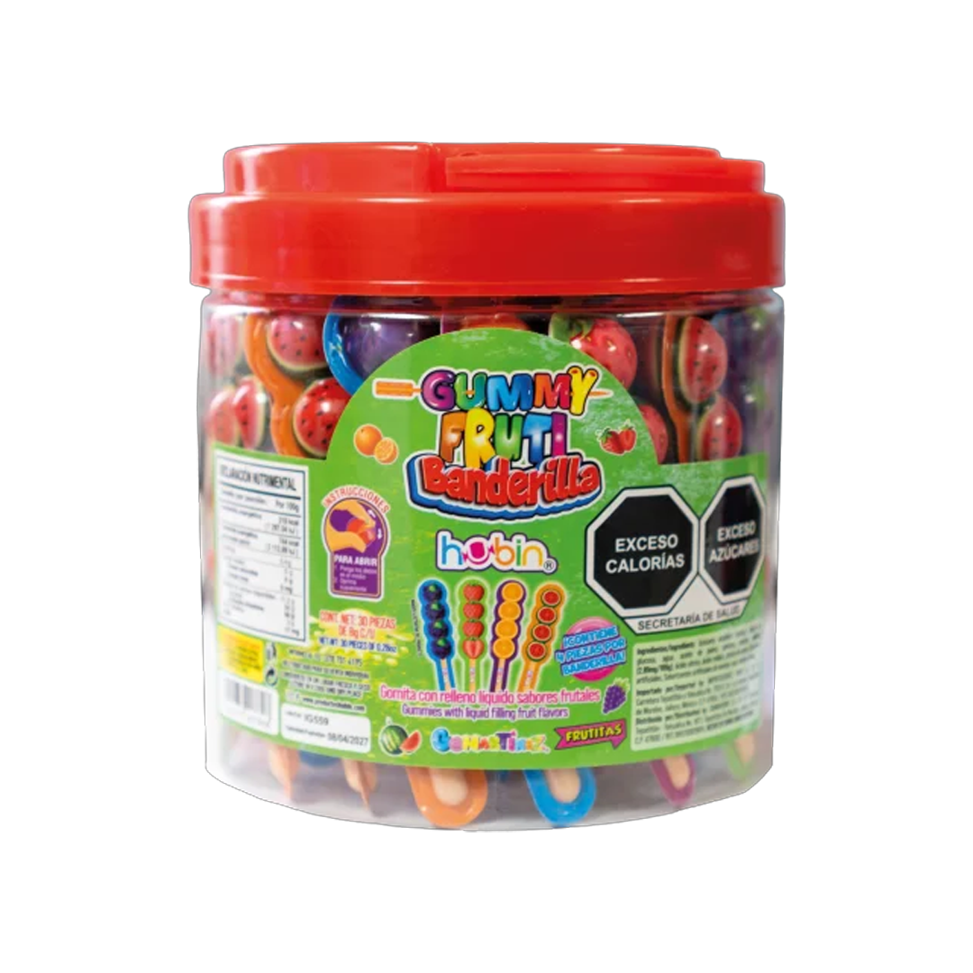 HUBIN GUMMY FRUTI BANDERILLA 1/30pz (Caja:20dsp)
