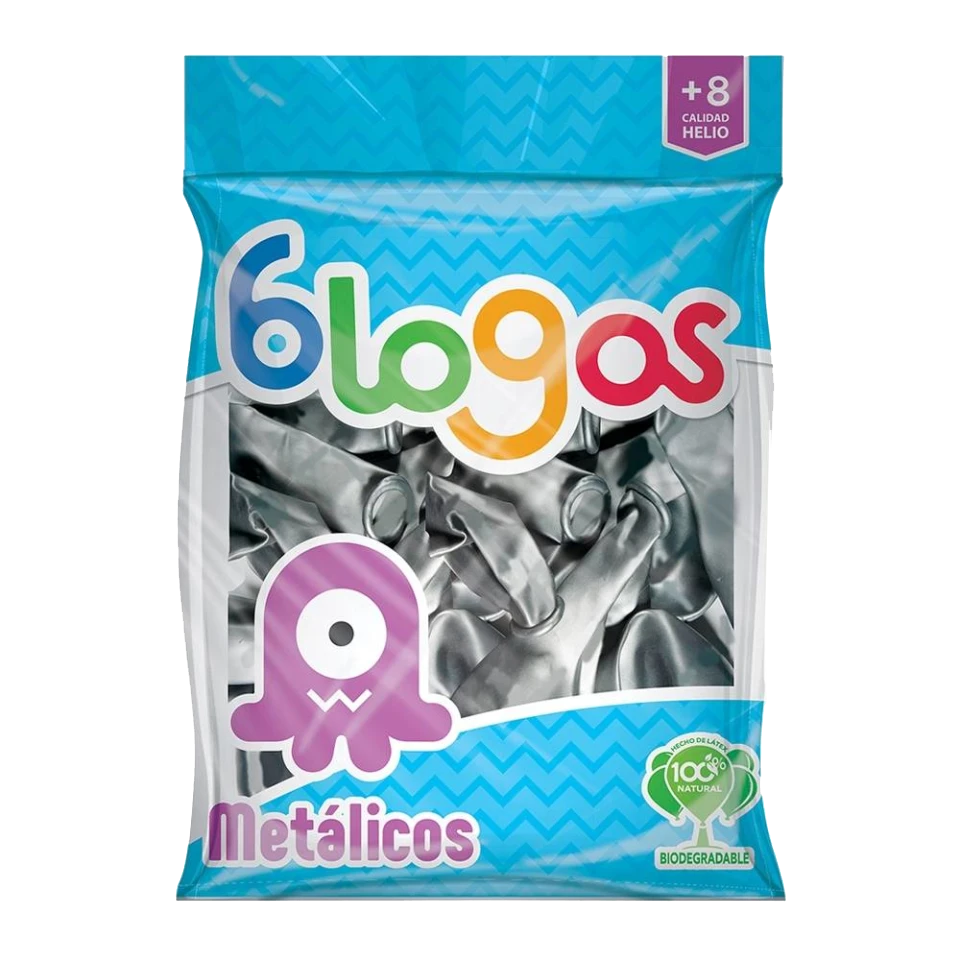 BLOGOS GLOBO MET PLATA #9 1/50pz (Caja:10dsp)