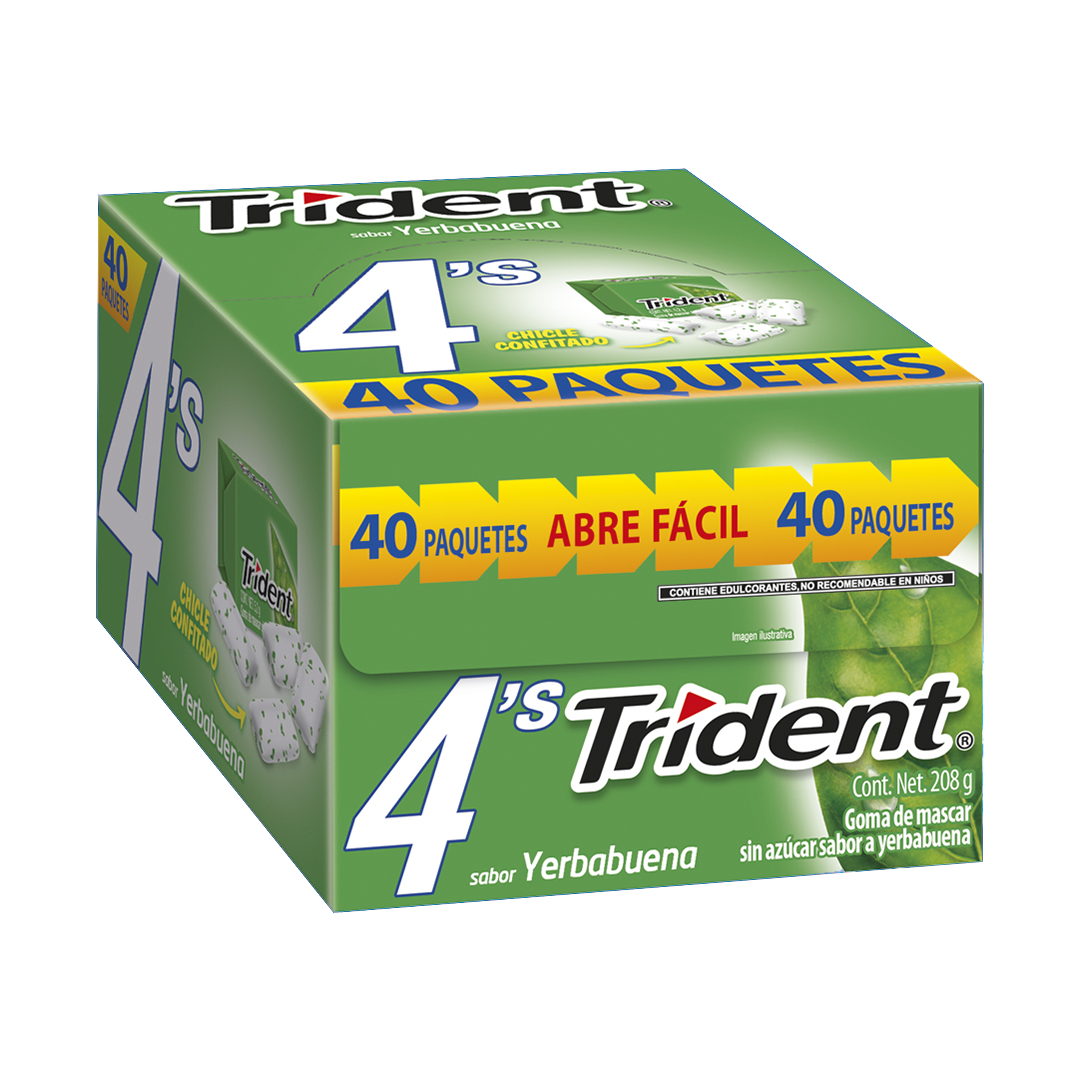 MOZ TRIDENT 4'S YERBA 1/40pz (Caja:40dsp)