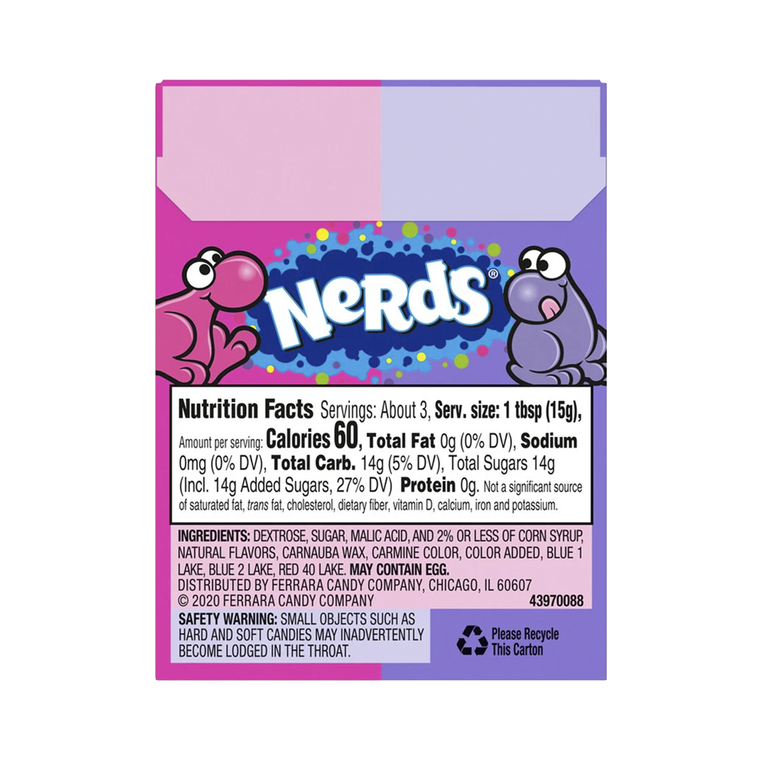 Caramelo ácido Nerds Uva y Fresa 46 gramos