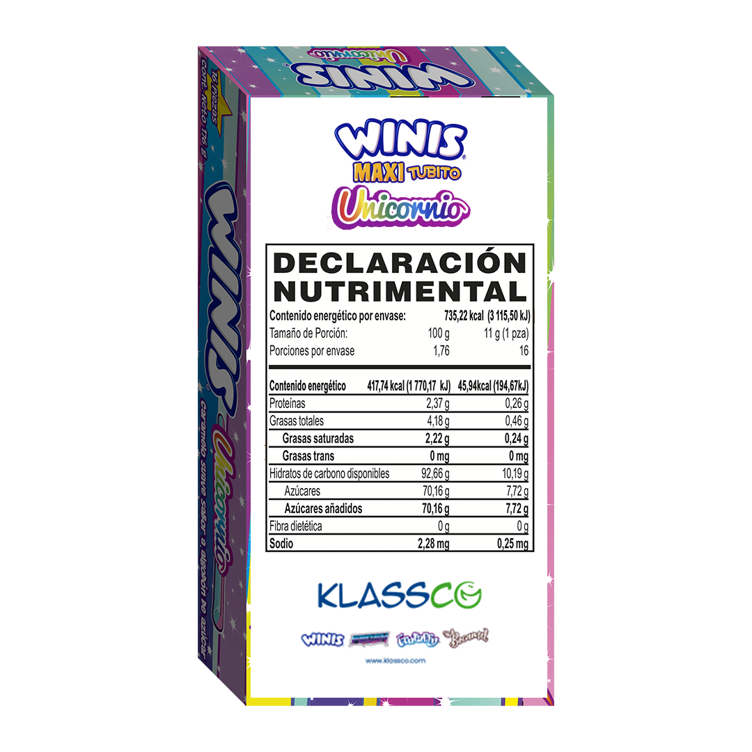 WINIS MAXITUBO UNICORNIO 1/16pzs (Caja:36dsp)