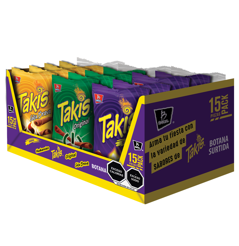 BARCEL PACK TAKIS 1/15pz (Caja:7dsp)