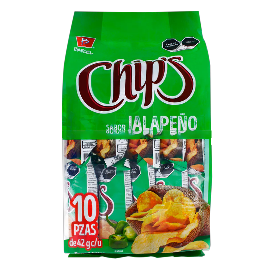 BARCEL CHIPS TENPACK JALAPÑ 1/10pz (Caja:4dsp)