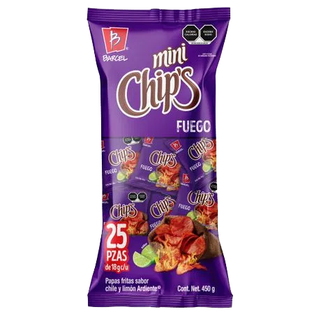 BARCEL MINI CHIPS FUEGO 1/25pz (Caja:6dsp)