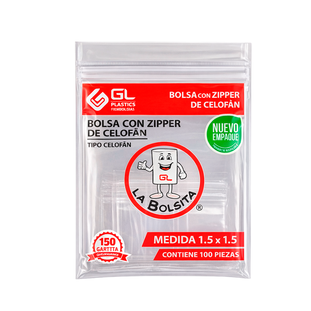 ALEXA BL ZIPPER NAT1.5X1.5 1/100pz (Caja:140paq)