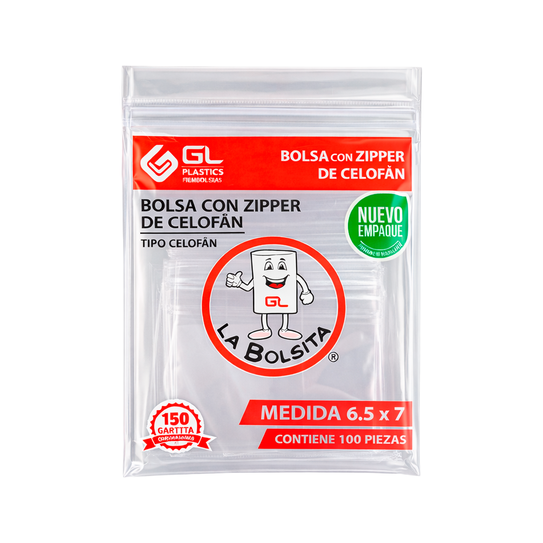 ALEXA BL ZIPPER NAT 6.5X7 1/100pzs (Caja:20paq)