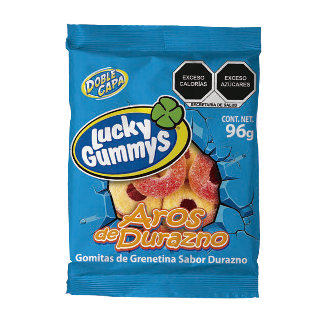 CUANDA LUCKY AROS DE DURAZNO 4/96gr (Caja:3pq)