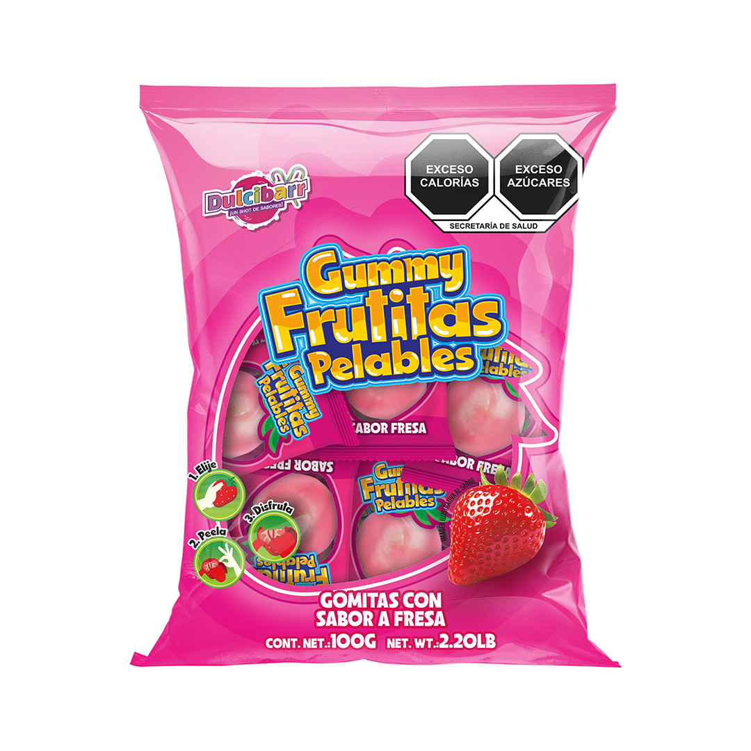 DULCIBARR FRUTITAS PELABLES FRESA 1/100gr (Caja:30dsp)