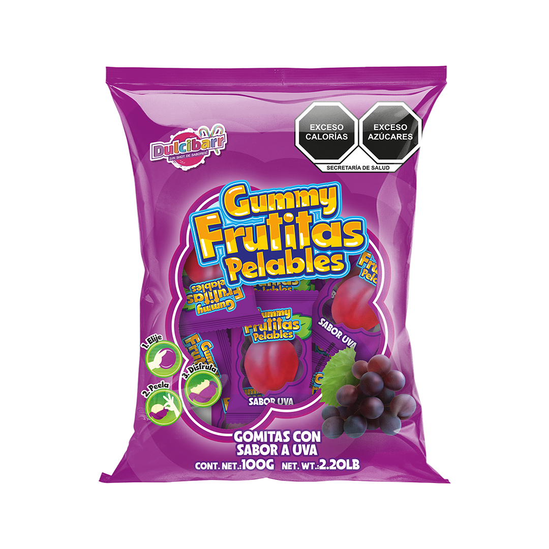 DULCIBARR FRUTITAS PELABLES UVA 1/100gr (Caja:30dsp)