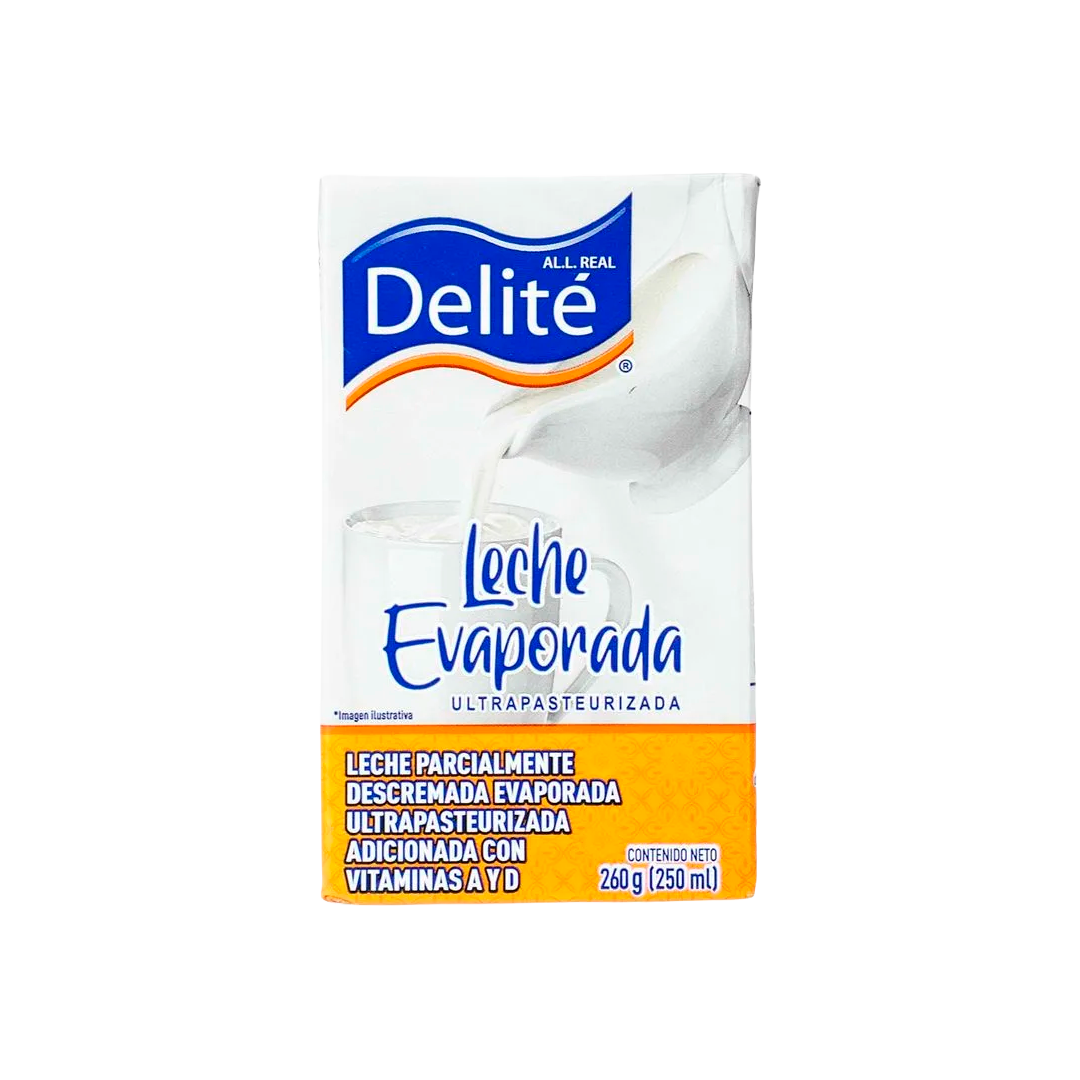 DELITE LECHE EVAPORADA 1/250ml (Caja:27pzs)