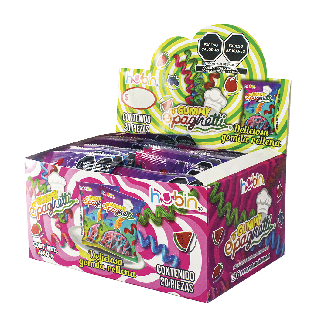 HUBIN GUMMY SPAGUETTI 1/20pzs (Caja:12dsp)