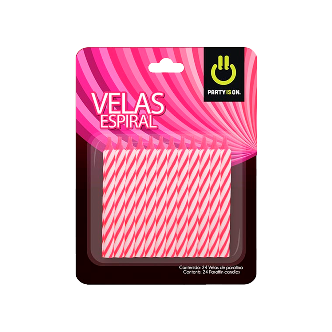 SELECTAS VELA ESPIRAL ROSA 1/24pz (Caja:24dsp)