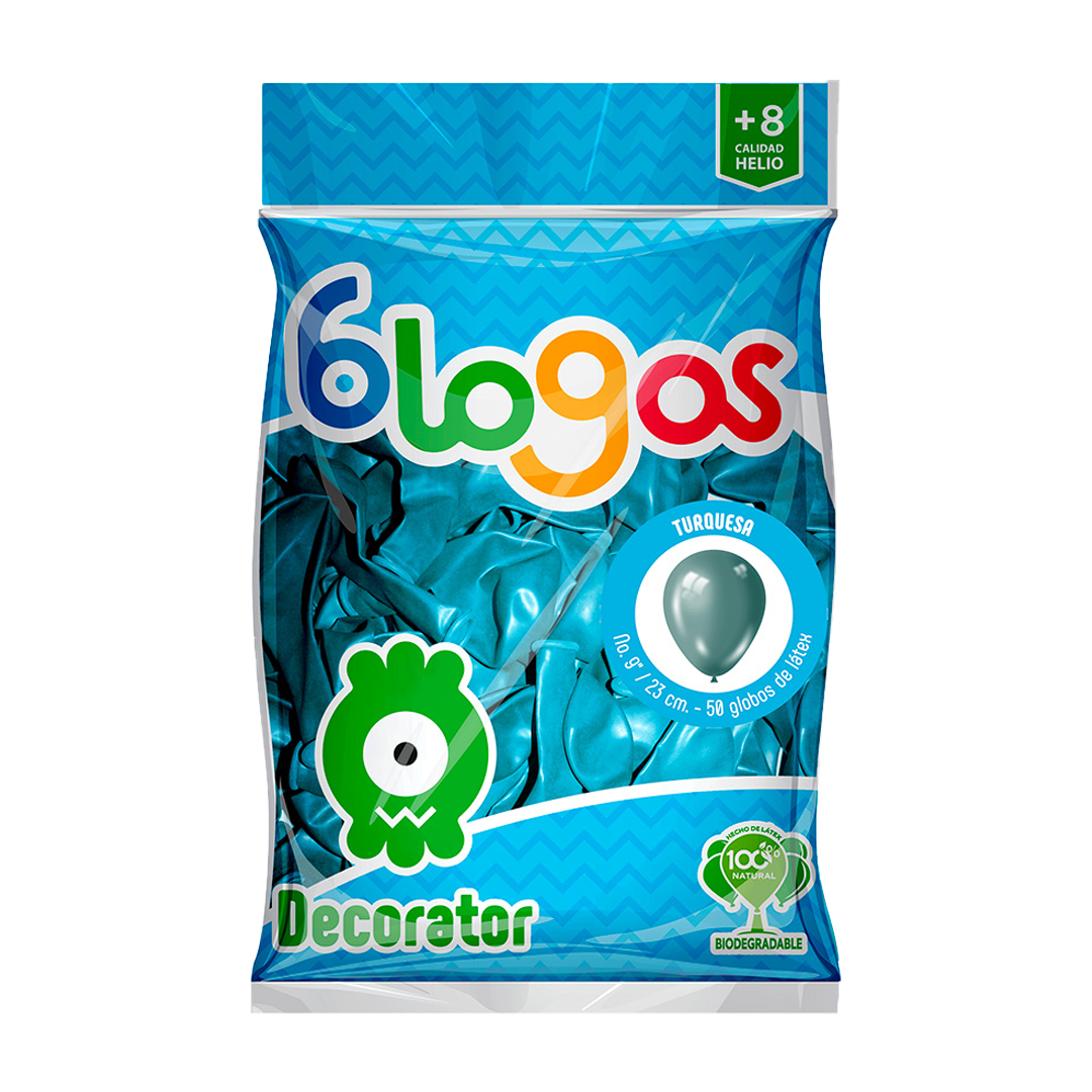 BLOGOS GLOBO TURQUESA #9 1/50pz (Caja:10dsp)