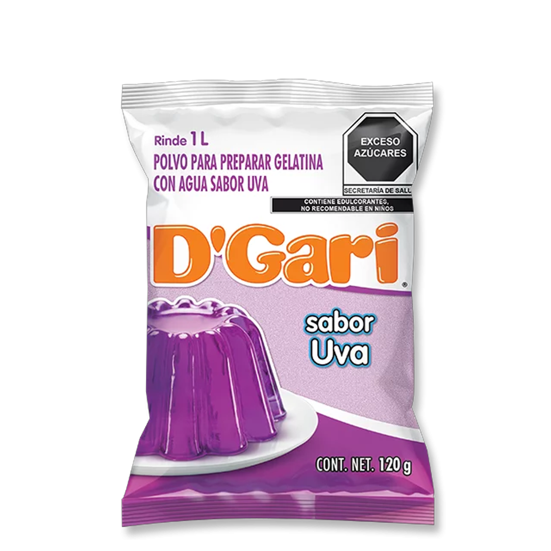 D'GARI GEL AGUA UVA 1/120gr (Caja:50pz)