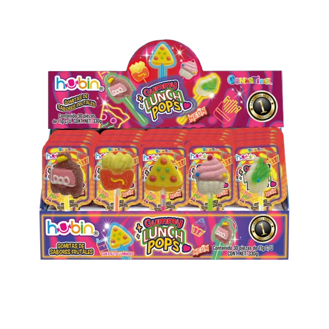 HUBIN GUMMY LUNCH POP NEON 1/30pz (Caja:16dsp)