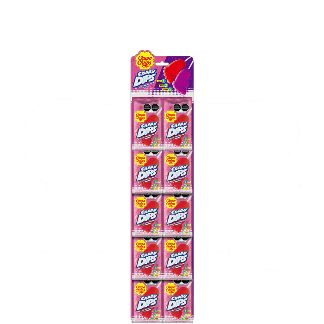 CRAZY DIPS FRESA TIRA 1/10pz (Caja:18dsp)