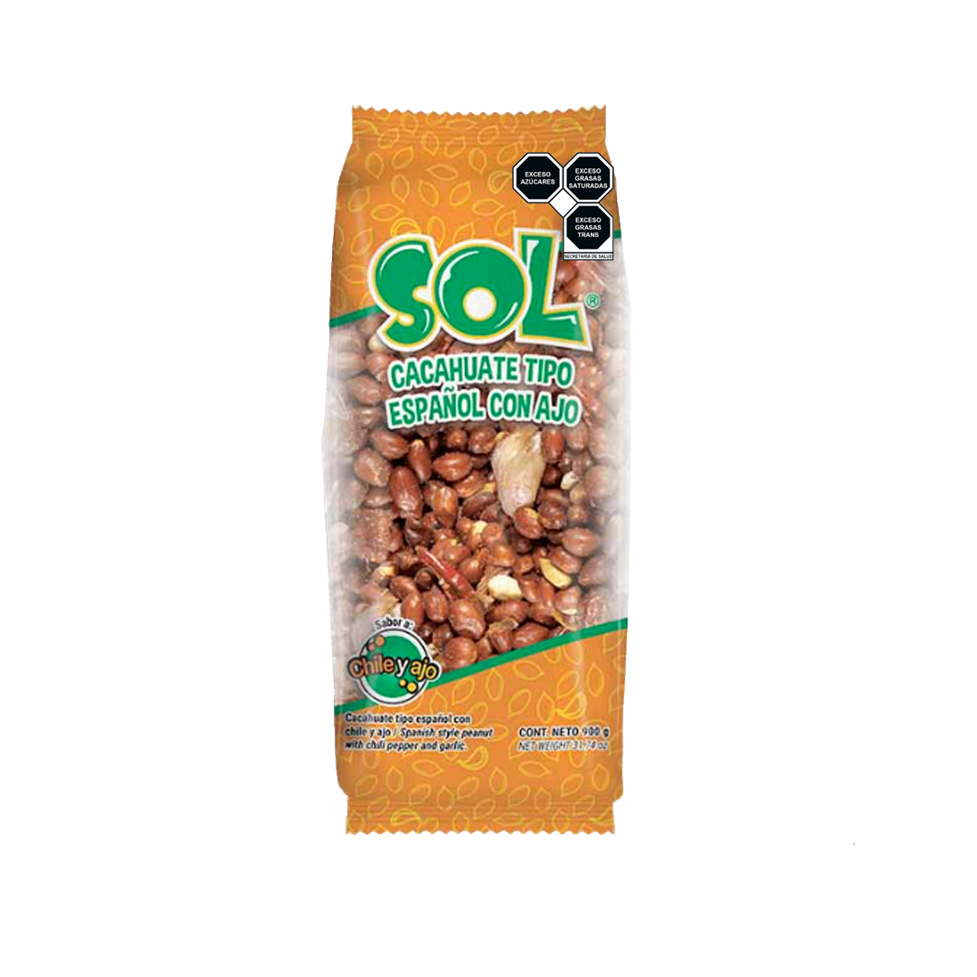 SOL CACAHUATE ESPAÑOL C/AJO 1/900grs (Caja: 30dsp)