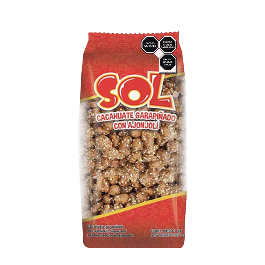 SOL CACAHUATE GARAPIÑADO NATURAL 1/1Kg (Caja: 30pzs)