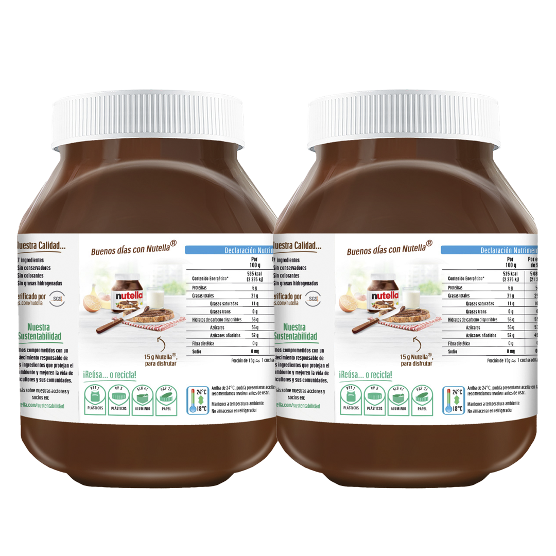 FERRERO NUTELLA BI-PACK 1/950grs (Caja: 8pzs)